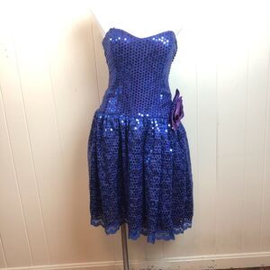 Vintage 1990s Sequined Strapless Party Dress XXS XS Evening Formal Cocktail